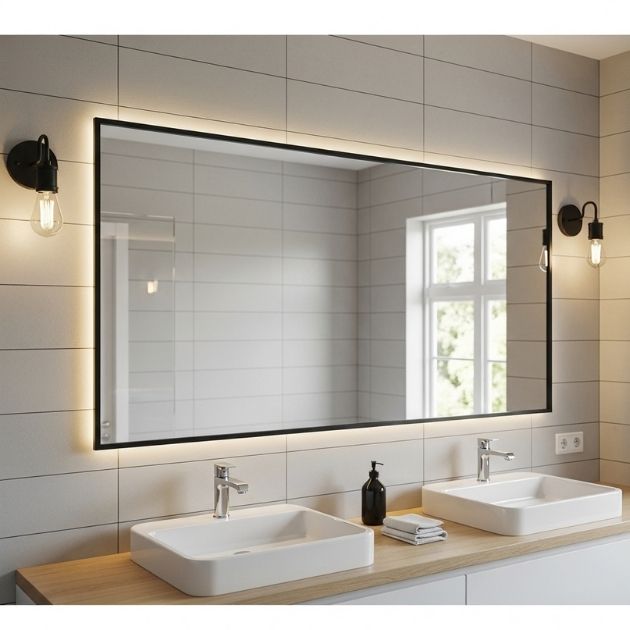 Black Framed Mirror Bathroom
