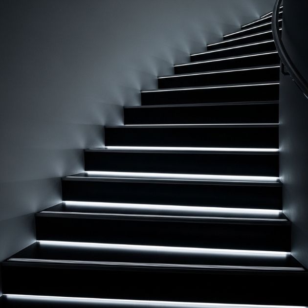Black Stairs with LED Lighting