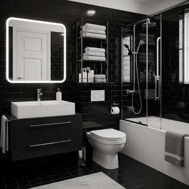 Classic Black Tiles Bathroom