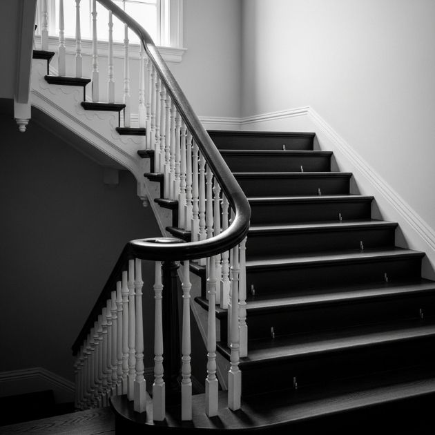 Classic Monochrome Elegance Black Painted Stairs