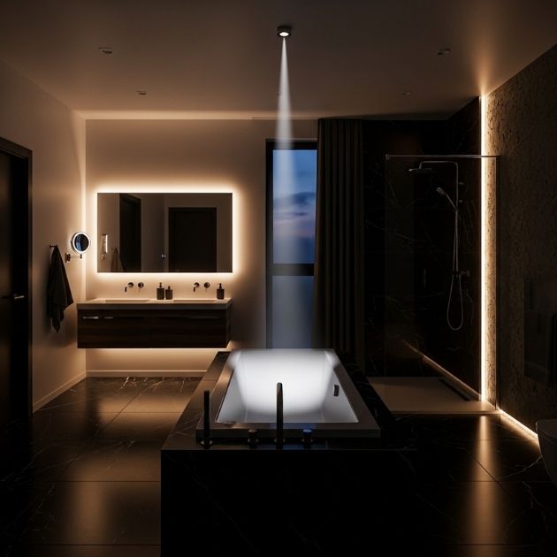 Dramatic Lighting Choices Bathroom