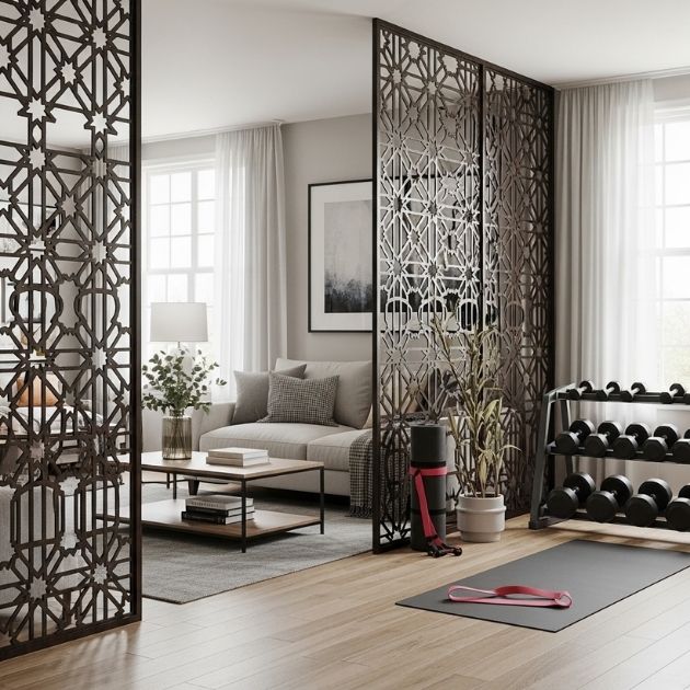 Elegant Divider Screens Living Room Gym Combo
