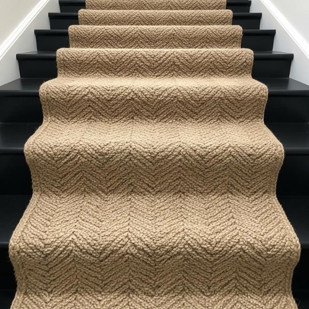 Jute Runner for Casual Charm Black Stairs