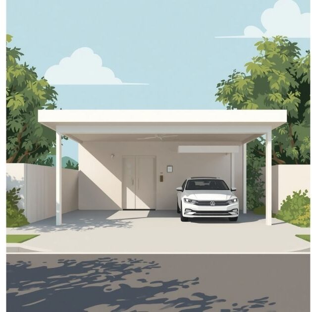 Minimalist Flat Roof Carport
