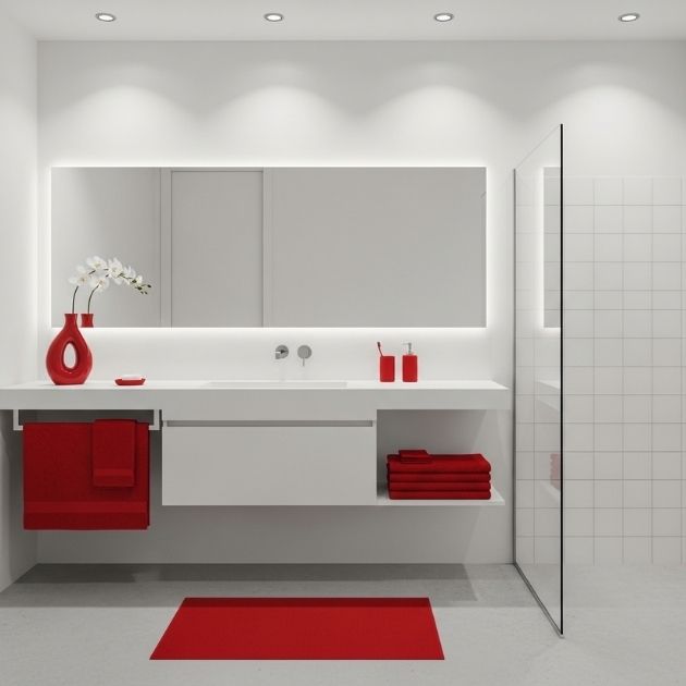 Minimalist Red Accessories Bathroom