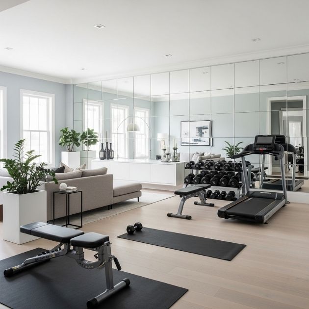 Mirrors for Space and Form Living Room Gym Combo