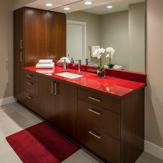 Red Countertops Bathroom