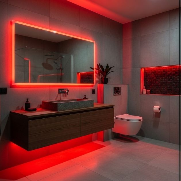 Red LED Lighting Bathroom