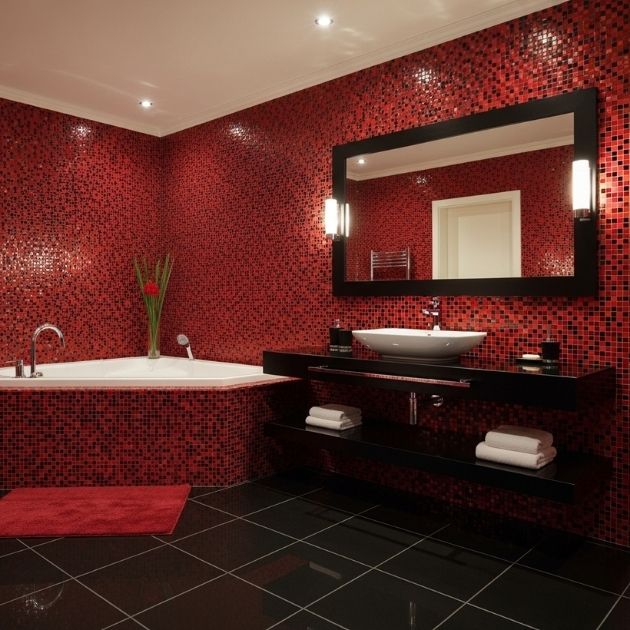 Red and Black Mosaic Bathroom