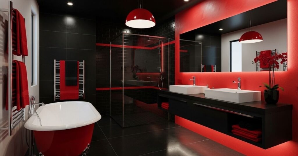 Stylish Black and Red Bathroom ideas