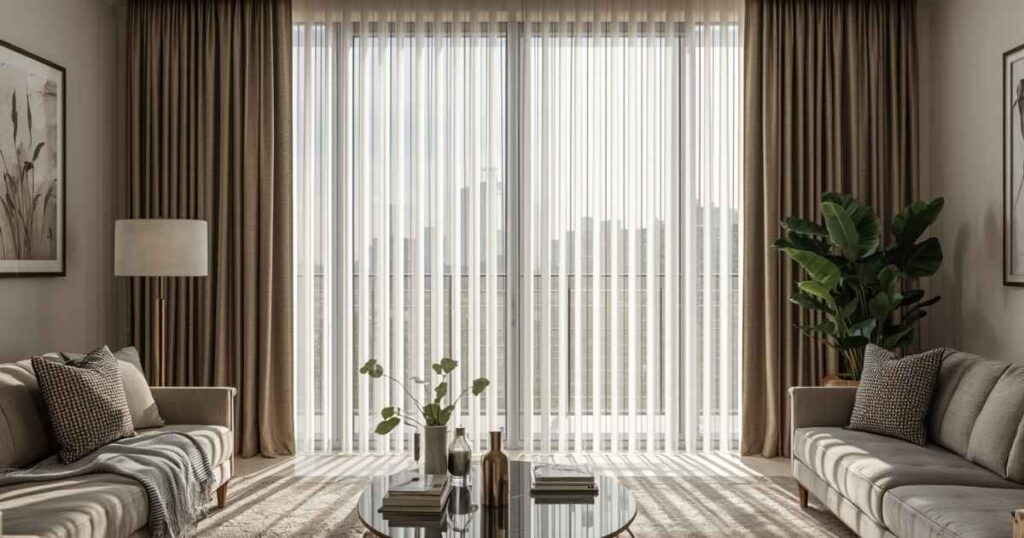 Stylish Curtains Over Vertical Blinds