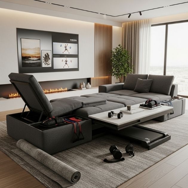 Transformative Furniture Living Room Gym Combo