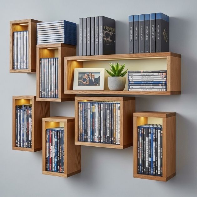 wall-mounted shelves DVD storage Ideas