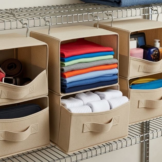 Add Hanging Cubbies to Wire Shelving