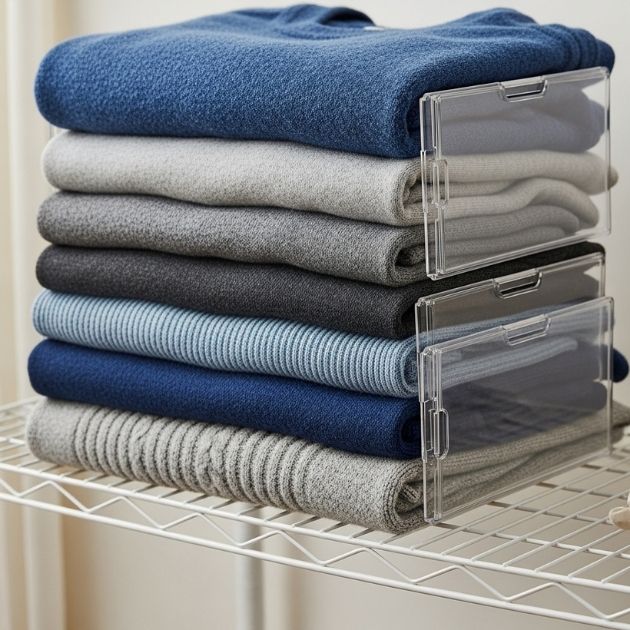 Clip On Shelf Dividers for Neat Stacks