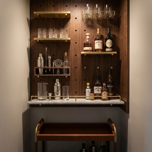 Corner Bar With Pegboard Wall