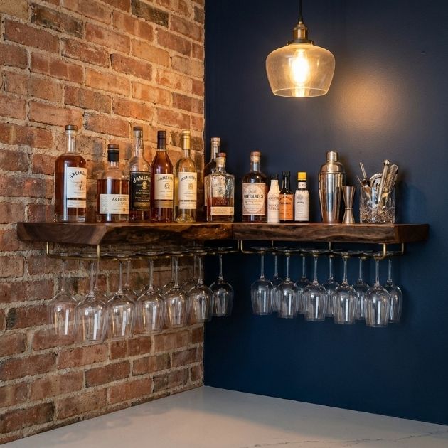 Corner Bar With Stemware Rack