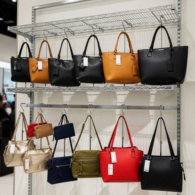 Create a Handbag Zone With Hooks on Wire Shelving