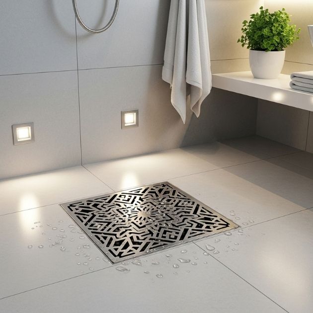 Elevate your bathroom’s aesthetic with stylish decorative drain grates.