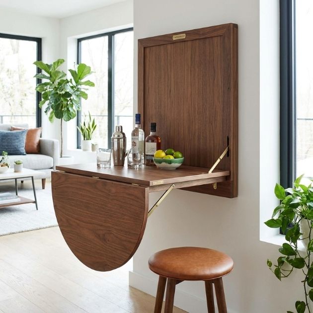Fold-Down Corner Bar Table