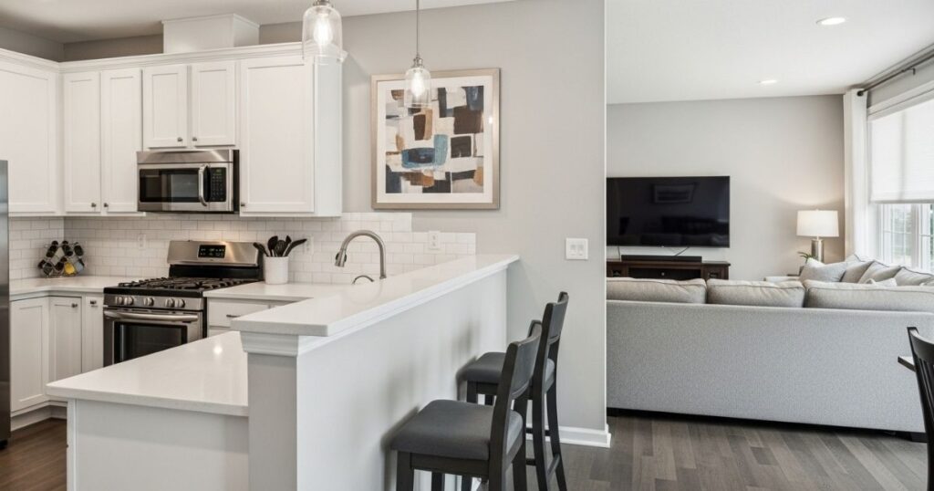 Half Wall Ideas Between Kitchen and Living Room