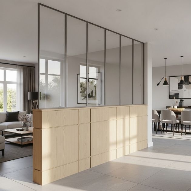 Half Wall With Glass Panels on Top