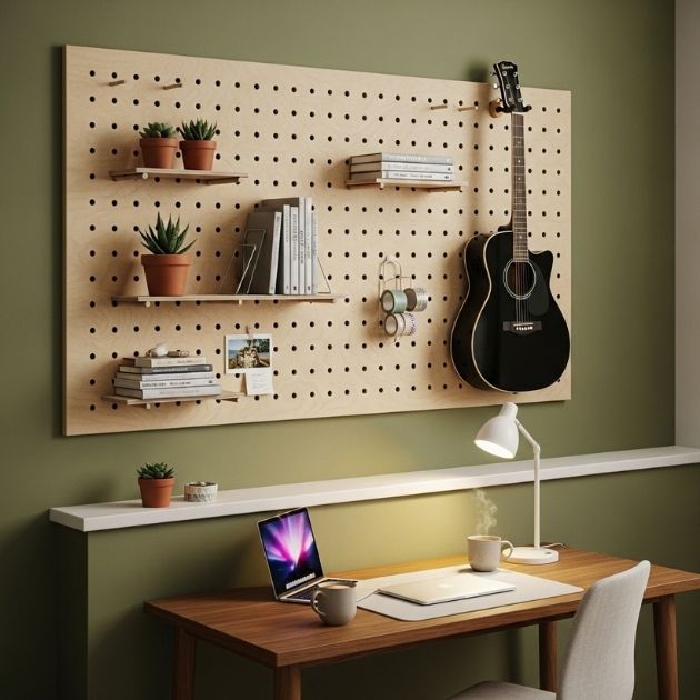 Half Wall With Pegboard Organization Side