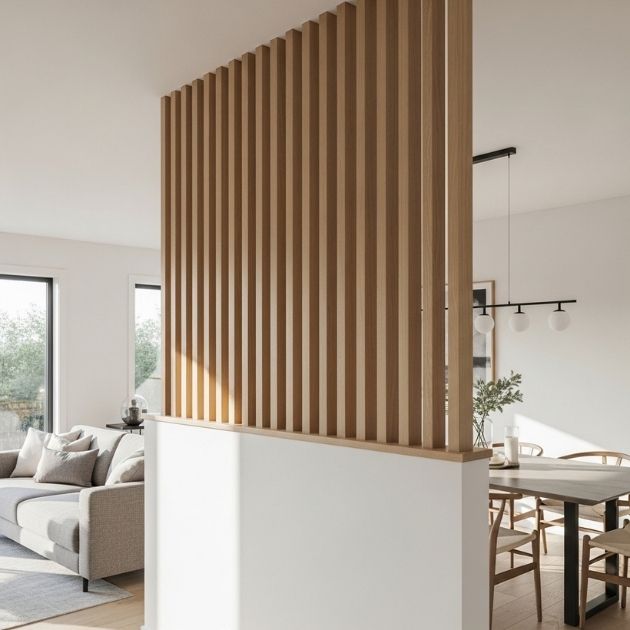 Half Wall With Vertical Slats Above