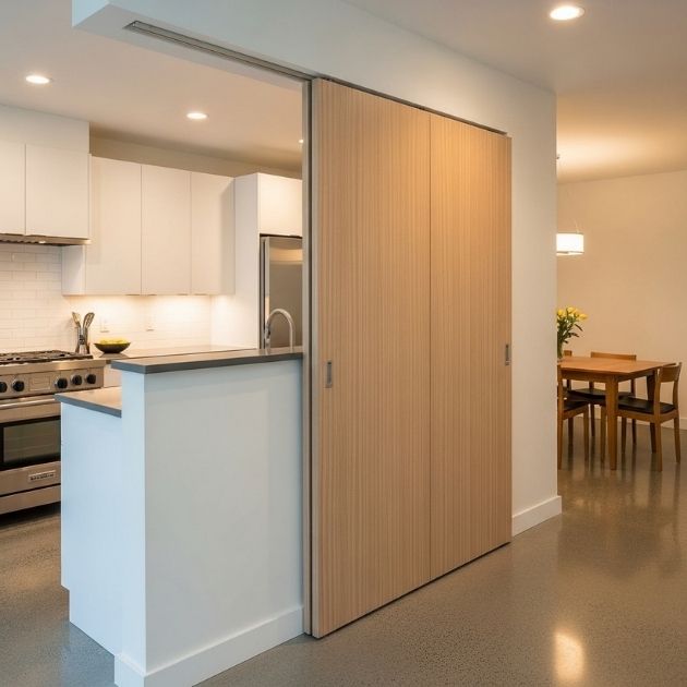 Half Wall With a Sliding Panel on Top