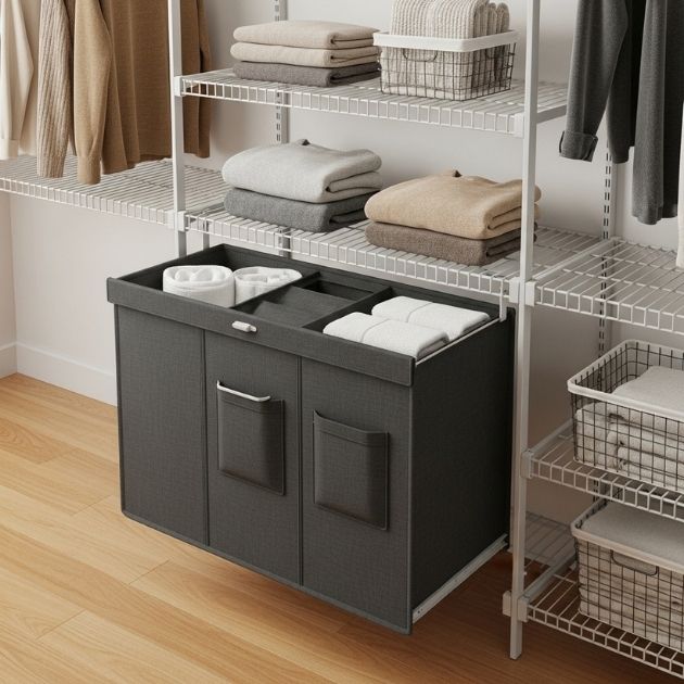 Hang a Pull-Out Laundry Bag From Wire Shelving