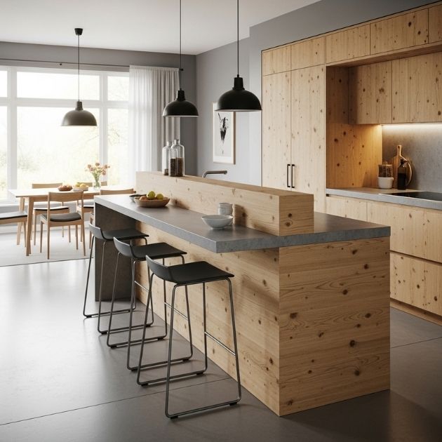 Kitchen-to-Dining Half Wall Breakfast Bar