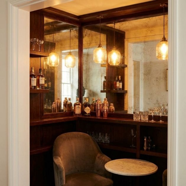 Mirror-Backed Corner Bar