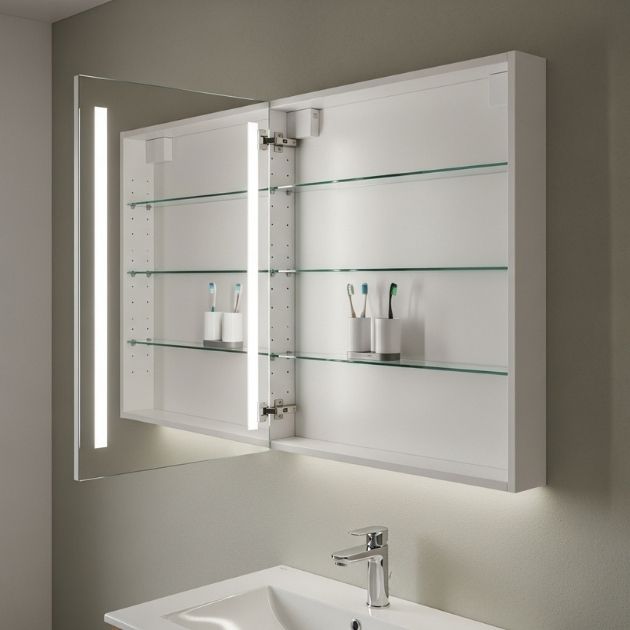 Recessed Mirror Shelving Toothbrush Storage