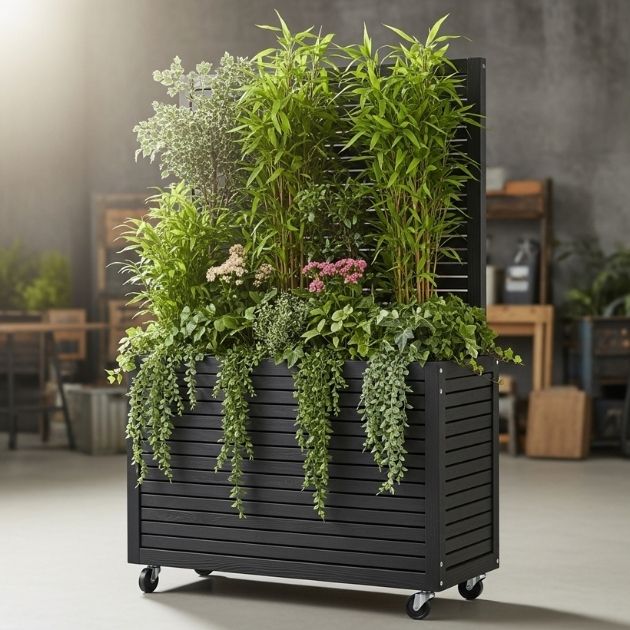 Rolling Privacy Planters on Casters