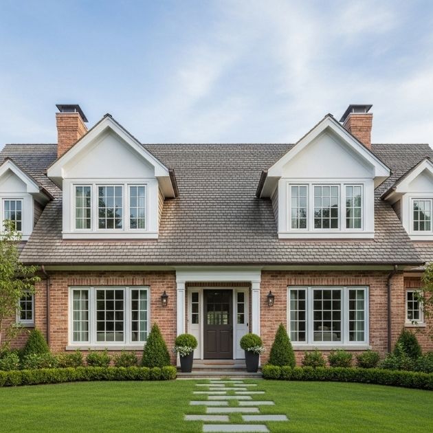 Symmetrical dormer placement creates a balanced and harmonious home exterior.
