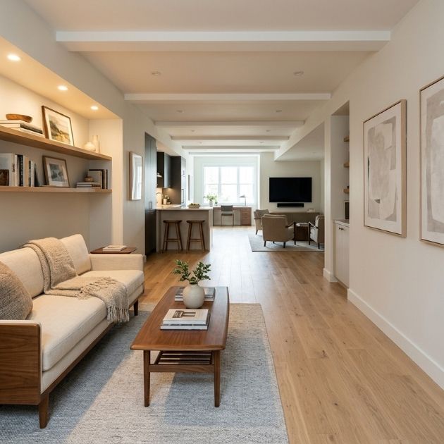 Use One Continuous Floor to Stretch the Space