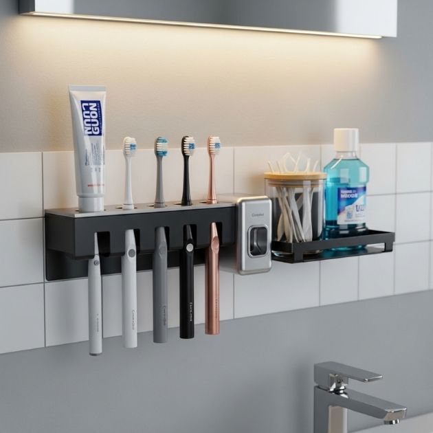 Wall-Mounted Toothbrush Station